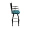 Holland Bar Stool Co Jackie with Arms 36 in. Swivel Bar Stool with Black Wrinkle Finish and Graph Tidal Seat 415 - alternate 6